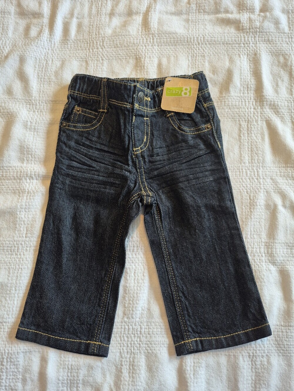 Crazy 8 boys size 6-12 months elastic waisted dark wash jeans NEW
